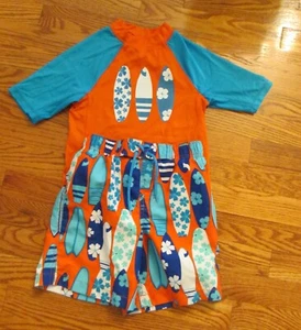 J Khaki Swim Trunks and Swim Shirt  - size 6 - Surf Board Design Pre owned - Picture 1 of 7