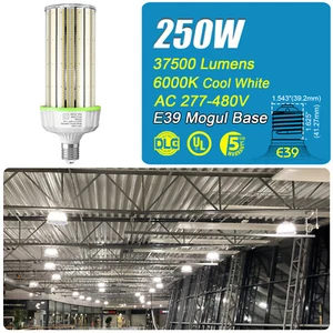 KUKUPPO 250W 480V Led Corn Cob Light Bulb, E39 Large Mogul Base Parking Lot Lamp - Picture 1 of 13