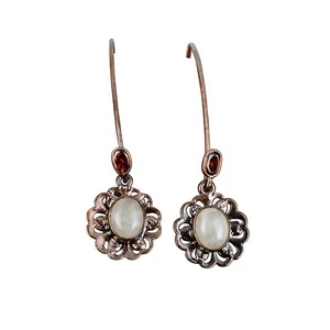 Gift For Her Rainbow Moonstone Electroformed Drop/Dangle Earrings Copper 2.36" - Picture 1 of 8
