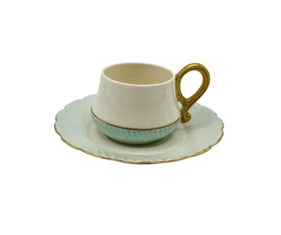 Rose Crown 中国中世纪小咖啡杯蓝色金色漩涡 — 第 1/4 张图片