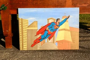 Superman Canvas Painting Vintage 1978 Artwork DC Comics Sign Super Powers Old - Picture 1 of 17