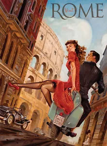 Stampa Arte Da Parete Home - Poster Viaggio Vintage - ROMA ITALIA - A4,A3,A2 - Foto 1 di 1