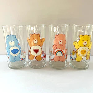 Set 4 bicchieri vintage Pizza Hut Care Bears anni 80 da collezione - Foto 1 di 8