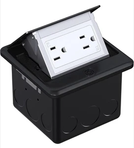 Pop Up Floor Outlet Box 15A Tamper/Corrosion Resistant Receptacle ETL Black - Picture 1 of 7