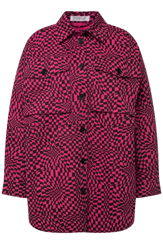 Studio Untold Damen große Größen Hemdjacke oversized Karo Hemdkragen