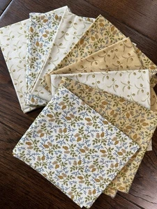 MODA Meadow By Blackbird Designs - 8 Fat Quarter Cotton Fabric Bundle VTG - Picture 1 of 7