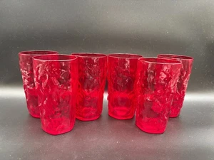 6er Set ~ Morgantown Crinkle Treibholz Tasse rubinrotes Glas ~ 5 7/8" hoch - Bild 1 von 7