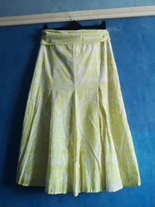Principles Petite Cotton White Lime Floral Flared Belted Maxi Skirt Size 8 - Picture 1 of 10