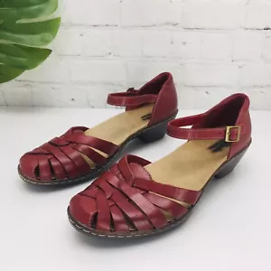 Clarks Bendables Women's Mary Jane Shoe Size 8 M Red Leather Heel Haurache - Picture 1 of 14