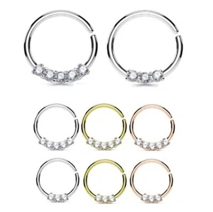 Cartilage Tragus Upper Ear Hoop - Helix Daith Earring - Crystal Nose Septum Ring - Picture 1 of 3