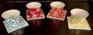 CRATE & BARREL Set Of 4 MID CENTURY MODERN Bowl/Mug & Saucer/Dessert Plates EUC - Picture 1 of 7