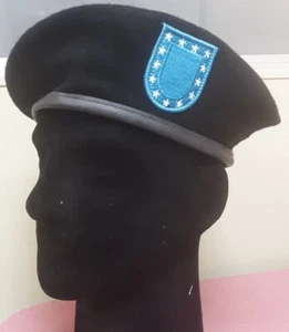 U.S. Army Wool Beret with Army Blue Flash Patch, Black, Multiple Sizes USGI ORIG - Picture 1 of 5
