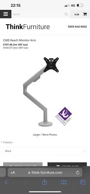CMD REACH Monitor Arm,Ergonomics Excellence Award FIRA.Office,Desk Mount RRP:197 - Image 1 of 4