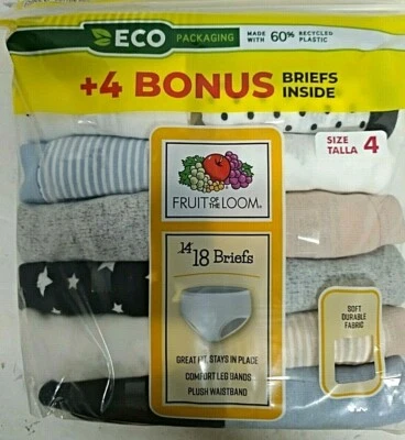 Girls 18 Pack ~ FRUIT OF THE LOOM Cotton Underwear Size 4, 6 BRIEFS 10 HIPSTERS  - Image 1 of 4