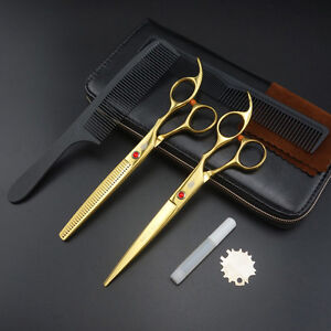 7 inch Professional Hairdressing Scissors Barbers Cutting+Thinning Shears sets