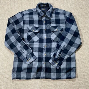 VINTAGE Flannel Shirt Mens Medium Grey Black Buffalo Brushed Acrylic Knit 90s - Picture 1 of 12