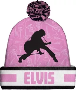 New Pink Elvis Presley Beanie Hat Adult Winter One Size The King Warm NWT Guitar - Picture 1 of 2