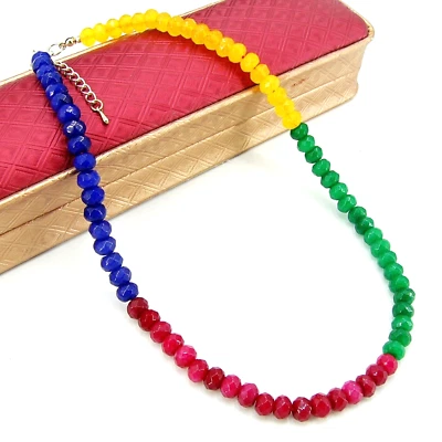 Smaragd Rubin Saphir gelb Jade Halskette Damen Collier bunt NL062 Bailysbeads® - Bild 1 von 2