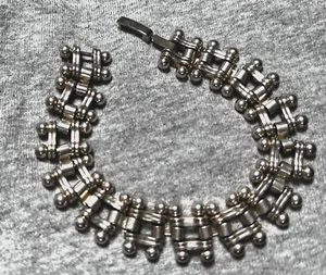 Bracciale catena grossa 7 1/2" sterling 46,1 g firmato bicicletta maglia a sfera SS-619 - Foto 1 di 10