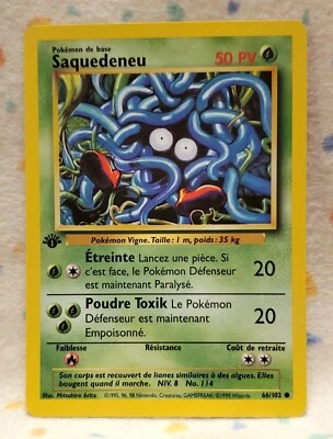 1999 Pokemon FRENCH Tangela SAQUEDENEU Base Set 66/102 1st Edition LP - Image 1 of 2