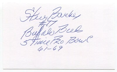 Stew Barber Signed 3x5 Index Card Autographed Signature Buffalo Bills NFL - Image 1 of 2