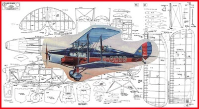 RCSA Model Airplane Plans (RC): DH83 FOX MOTH 1/6 Scale 59" for .40-.50 - Image 1 of 4