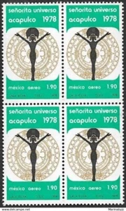 SKV) 1978. Mexico Miss Universe Acapulco. Air, Bde4 stamps SC C571 wmk 300. MNH. - Picture 1 of 1