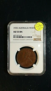 1935 AUSTRALIA PENNY NGC AU53 BN 1P Coin PRICED TO SELL NOW! - Picture 1 of 4