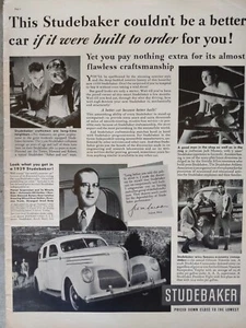 1939 vintage Studebaker automobile print ad, Craftsman Jack Mooney - Imagen 1 de 1