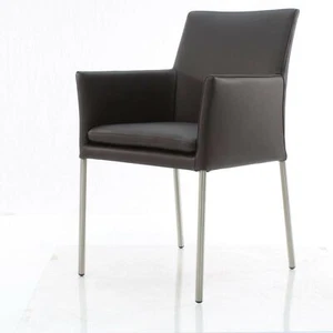 Armlehnstuhl Besucherstuhl Ricco Echt Rindsleder Braun Edelstahl Gestell SIX  - Bild 1 von 8