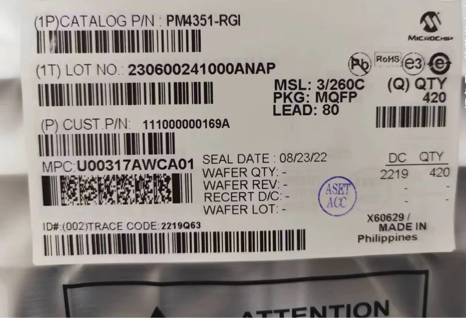 QTY=1PCS MICROCHIP  PM4351-RGI   IC TELECOM INTERFACE 80MQFP BRAND NEW DHL/FEDEX - Image 1 of 1