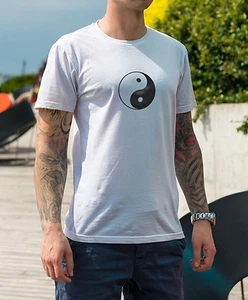 Yin Yang Taoism Tai Chi Design T shirt Tee M-XXL New White - Picture 1 of 1