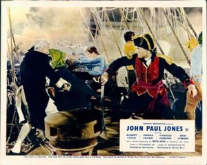 JOHN PAUL JONES ROBERT STACK BATTLE SCENE ON SHIP ORIGINAL LOBBY CARD