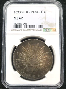 1893 GO RS NGC MS 62 Eight 8 Reales Mexico #2629 - Picture 1 of 4