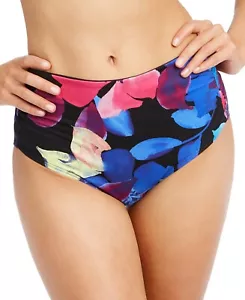 $58 Calvin Klein Floral-Print High-Waist Bikini Bottoms Swimsuit Black Small - Picture 1 of 1