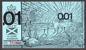Elleore, Denmark Local Currency 0.01 Leo d' Or ND (1983) UNC - Picture 1 of 2