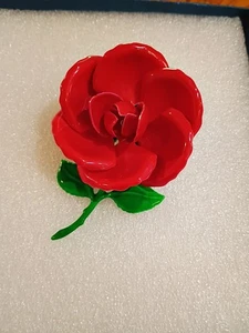 Vintage Emaille rote Rose Pin 3,5 cm - Bild 1 von 6