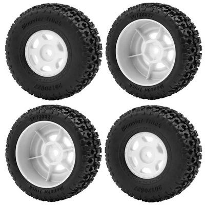 RCBATER 4pc Plastic Wheel and Tire Rubber for Arrma Mojave Grom Mega 380 RC 1/14 - Image 1 of 4