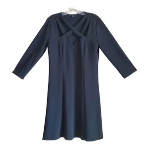 BOSTON PROPER Women's M Sheath Dress Criss Cross Neckline 3/4 Sleeve Knee Length - Picture 1 of 7