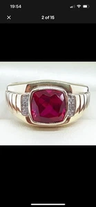 Mens 9ct Gold Ruby And Diamond Ring - Picture 1 of 15