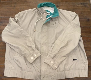 Members Only Mariner Beige Full Zip Lined Windbreaker Jacket 90's Retro Look 3X - Picture 1 of 20
