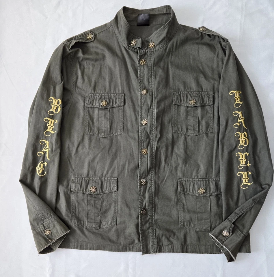 BLAC LABEL Jacket Men's 3XL Green Soldier Dies But Once Raw Hem Cargo Pockets - Image 1 of 4