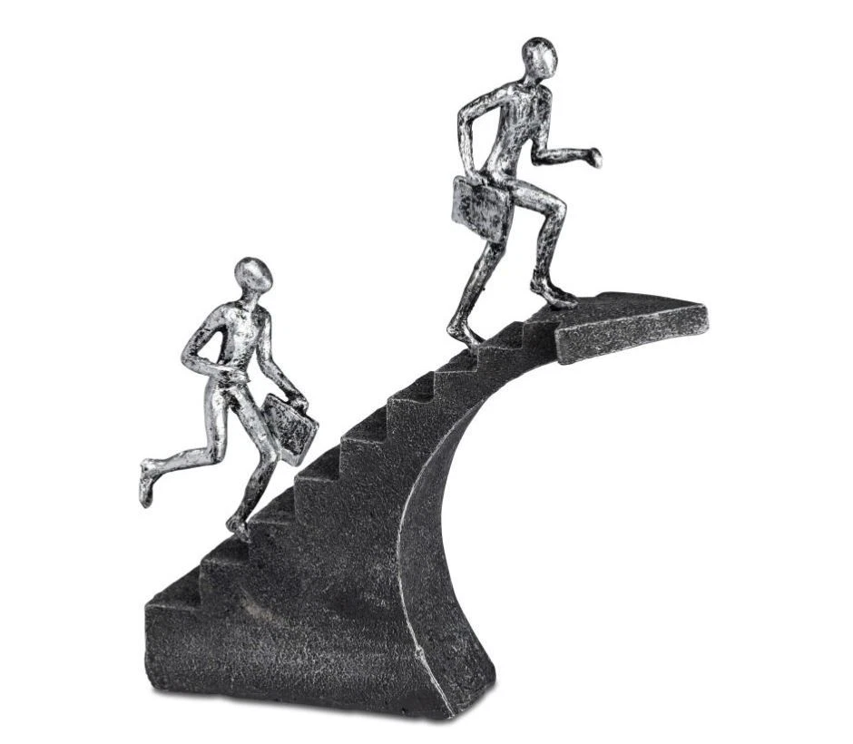 Deko-Objekt Treppen-Steiger Nero-Argento 23 x 25cm In Pietra Sintetica - Immagine 1 di 1