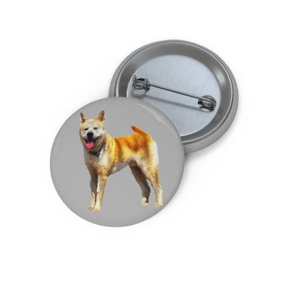 Металлические пуговицы-булавки Akita: причудливый амулет для любителей собак - Изображение 1 из 4