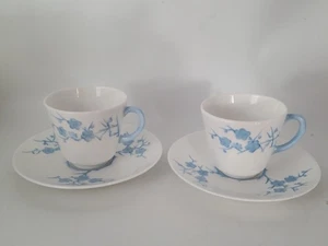 Spode Bone China England White Blue Geisha Tea Cup Saucer Blanche De Chine - Picture 1 of 4