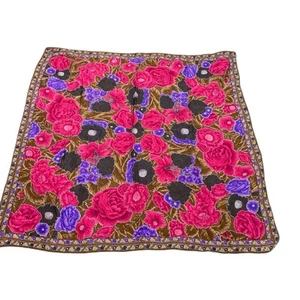 Vintage Albert Nipon Pink Purple Multi-Floral Square Silk Scarf 30x30 - Picture 1 of 3