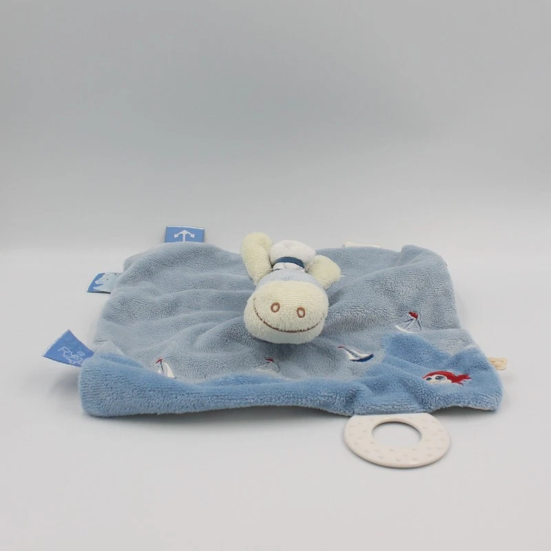 Doudou plat Ane Paco marin Captain bateau bouée bleu NOUKIE'S - 5014 - Photo 1/2