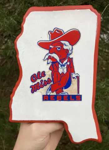 OLE MISS REBELS w/ Colonel Reb University of Mississippi chalk ware plaque decor Cover