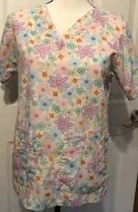 TOP LANDAU S/S BLANCO CON FLORES AZUL PÚRPURA TALLA TALLA TALLA TALLA S - Imagen 1 de 4