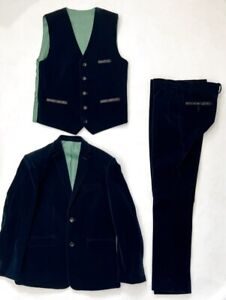 Isaac Mizrahi New York Boys Slim Fit Green Christmas Velvet Suit 20 NEW Holiday